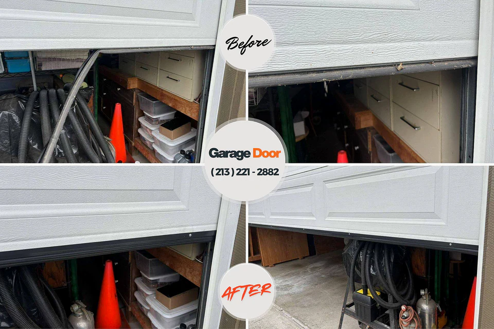 Before and after: garage door repair Ashburn, GA